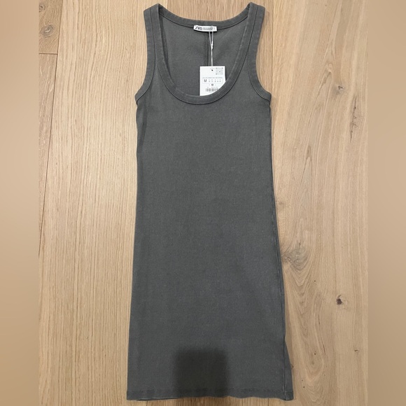 Zara Washed Effect Ribbed Dress in Gray - Picture 2 of 4